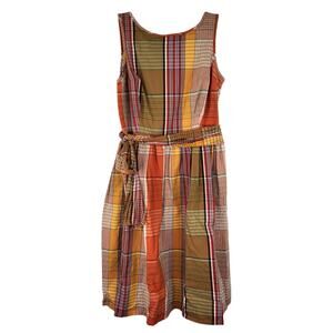 Isaac Mizrahi for Target Orange Brown Plaid Dress Sz 6 Prairie Core Country Chic